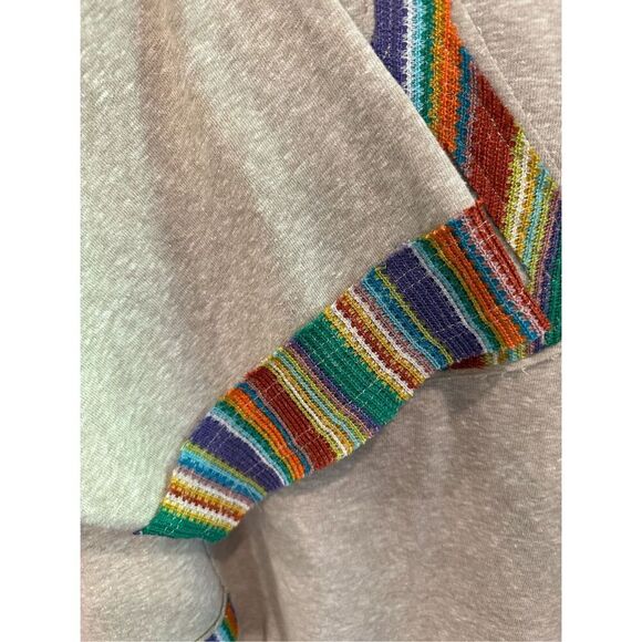 Size 1X Easel Los Angeles Peace Sign Patch Terry Soft Wash Tunic Top in Oatmeal - Picture 6 of 9